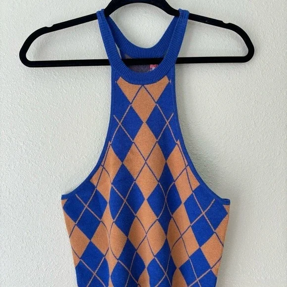 Urban Outfitters Argyle‎ Knit Sweater Mini Dress Size Medium NWT - Picture 11 of 14